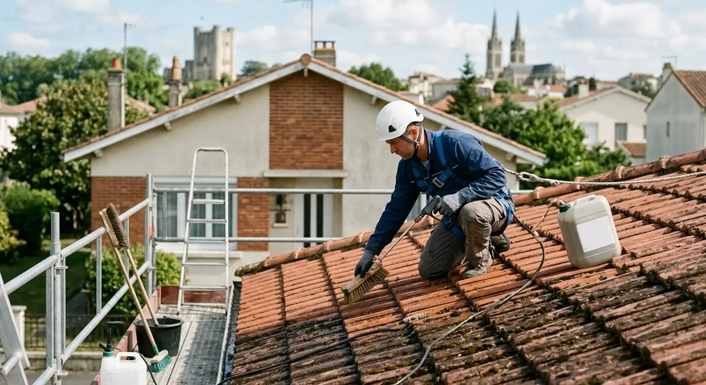 Technique de nettoyage sur toiture